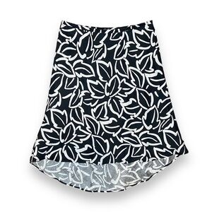 Willi Smith Linen A-Line Skirt Abstract Print Black White Size 12 Artwear